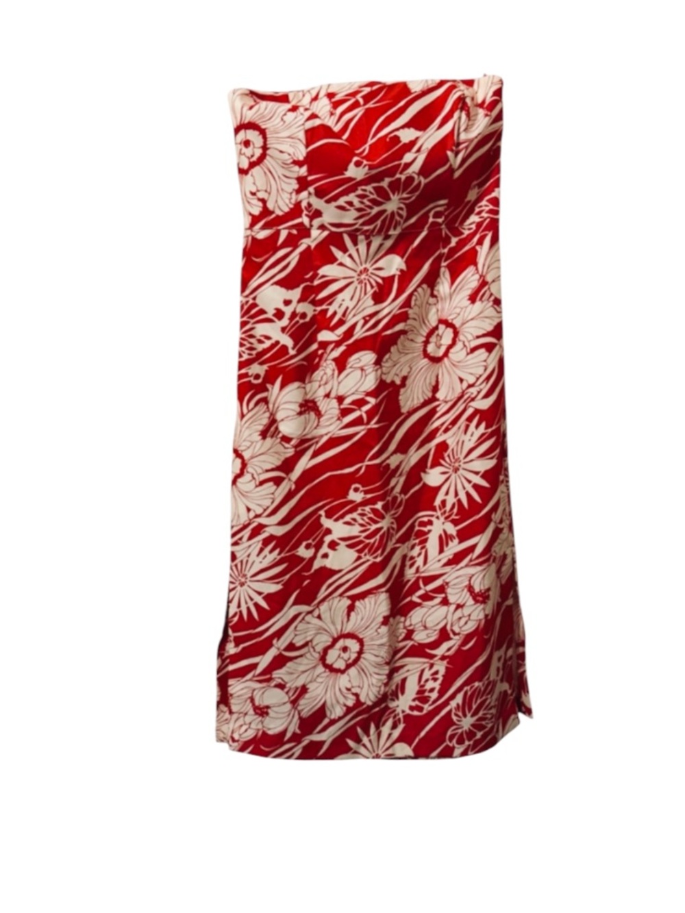 Vintage Express Stretch Rare Strapless Hawaiian Modern Midi Dress⭐️⭐️⭐️⭐️⭐️